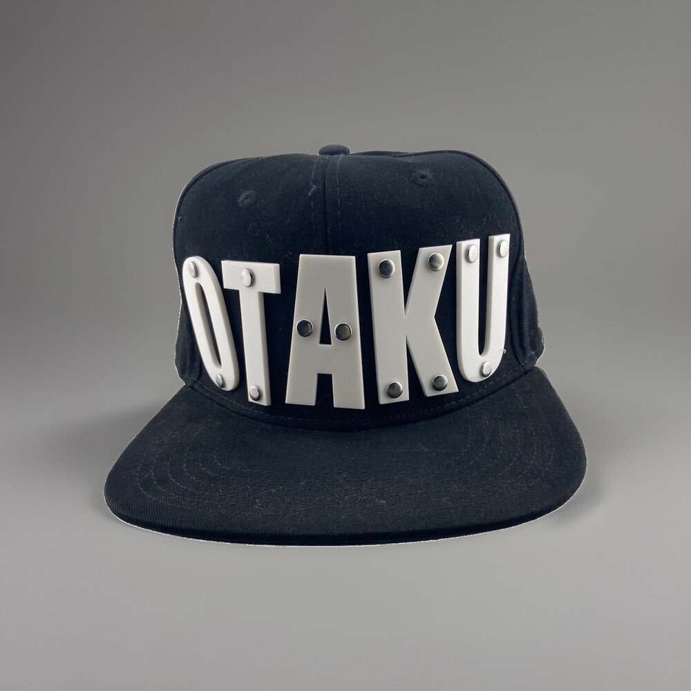 OTAKU Anime Snapback Adjustable Black Hat Rivited White Lettering